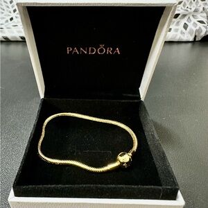 Pandora Gold Tone Snake Chain Bracelet with Polished Clasp